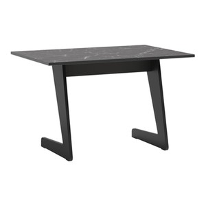 Casa Padrino Massivholz Couchtisch Grau / Schwarz 90 x 60 x H. 55 cm - Tischplatte in Marmoroptik - Wohnzimmer Möbel