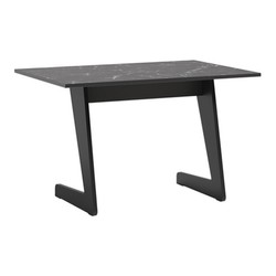 Casa Padrino Massivholz Couchtisch Grau / Schwarz 90 x 60 x H. 55 cm - Tischplatte in Marmoroptik - Wohnzimmer Möbel