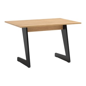 Casa Padrino Massivholz Couchtisch Naturfarben / Schwarz 90 x 60 x H. 55 cm - Schwarze Metallkufen in Z-Form - Wohnzimmer Möbel
