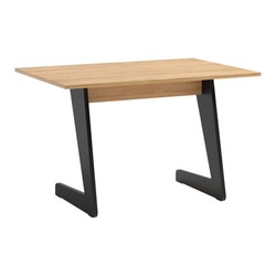 Casa Padrino Massivholz Couchtisch Naturfarben / Schwarz 90 x 60 x H. 55 cm - Schwarze Metallkufen in Z-Form - Wohnzimmer Möbel Casa Padrino Massivholz Couchtisch Naturfarben / Schwarz 90 x 60 x H. 55 cm - Schwarze Metallkufen in Z-Form - Wohnzimmer Möbel