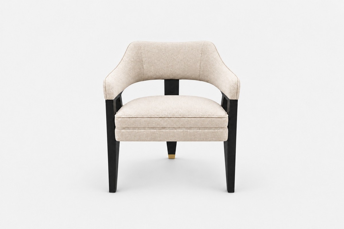 Casa Padrino Silla de Comedor de Lujo Crema / Negro con Respaldo Curvo - Silla Moderna con o sin Reposabrazos - Muebles de Comedor y Hotel Casa Padrino Silla de Comedor de Lujo Crema / Negro con Respaldo Curvo - Silla Moderna con o sin Reposabrazos - Muebles de Comedor y Hotel