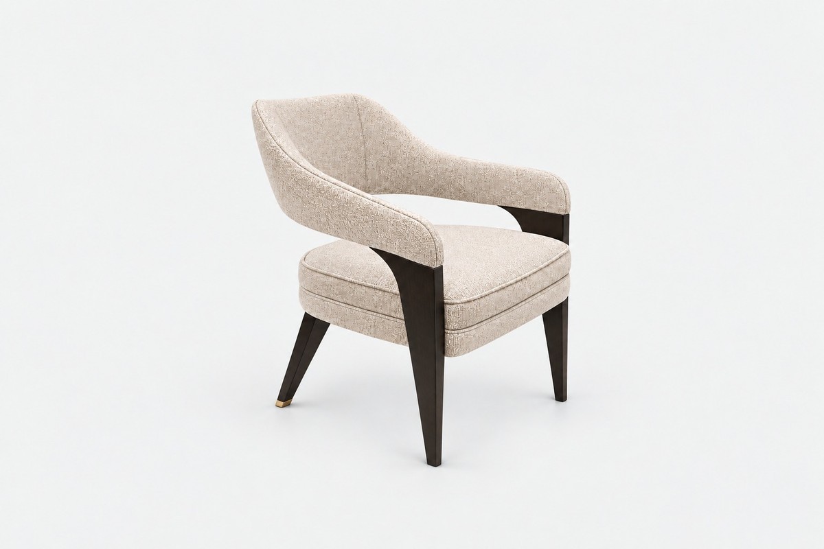 Casa Padrino Silla de Comedor de Lujo Crema / Negro con Respaldo Curvo - Silla Moderna con o sin Reposabrazos - Muebles de Comedor y Hotel Casa Padrino Silla de Comedor de Lujo Crema / Negro con Respaldo Curvo - Silla Moderna con o sin Reposabrazos - Muebles de Comedor y Hotel