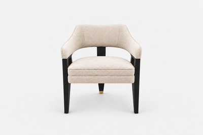 Casa Padrino Luxus Esszimmerstuhl Creme / Schwarz mit Rundrücken