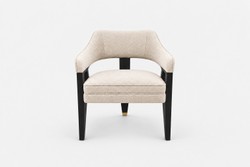 Casa Padrino Silla de Comedor de Lujo Crema / Negro con Respaldo Curvo - Silla Moderna con o sin Reposabrazos - Muebles de Comedor y Hotel Casa Padrino Silla de Comedor de Lujo Crema / Negro con Respaldo Curvo - Silla Moderna con o sin Reposabrazos - Muebles de Comedor y Hotel