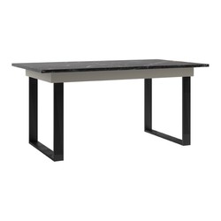 Casa Padrino Massivholz Esstisch Grau / Schwarz 160-220 x 90 x H. 77 cm - Ausziehbarer Küchentisch - Esszimmer Möbel
