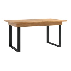 Casa Padrino Table à manger en bois massif Naturel / Noir 160-220 x 90 x H. 77 cm - Table de cuisine extensible - Meubles de salle à manger
