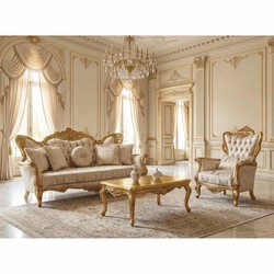 Prunkvolles Luxus Barock Wohnzimmer Sofa Weiß Gold