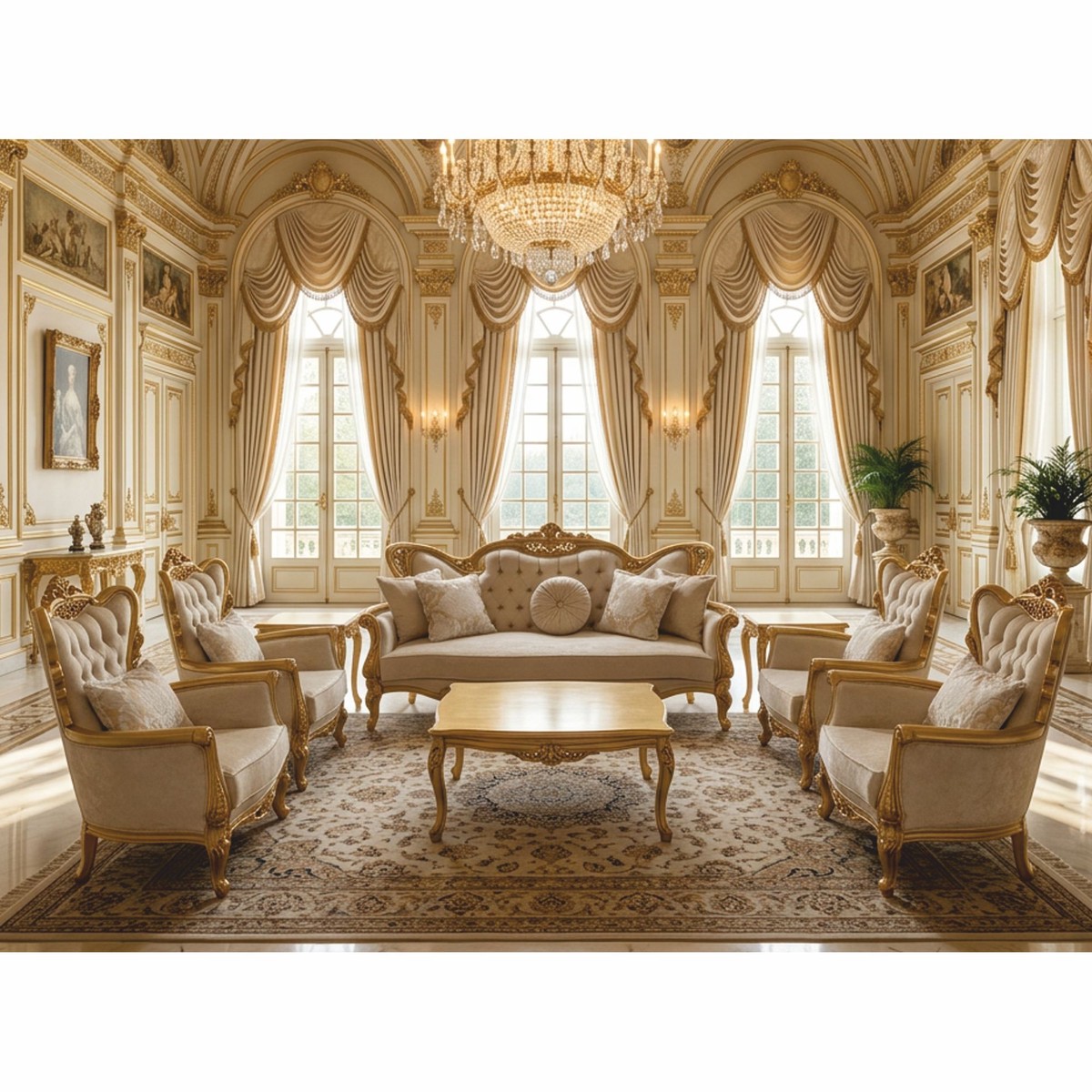 Magnifique table basse baroque de luxe or Magnifique table basse baroque de luxe or