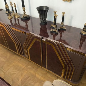 Luxus Art Deco Sideboard Lila-Braun Gold mit 4 Türen