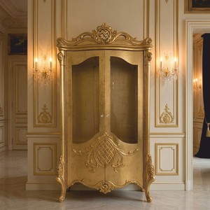 Prunkvolle Luxus Barock Massivholz Vitrine Gold Prunkvolle Luxus Barock Massivholz Vitrine Gold