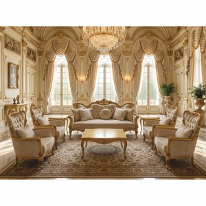 Luxus Barock Wohnzimmer Set Weiß Gold