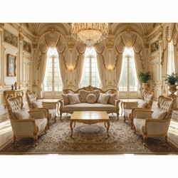 Set da Soggiorno Barocco di Lusso Bianco Oro