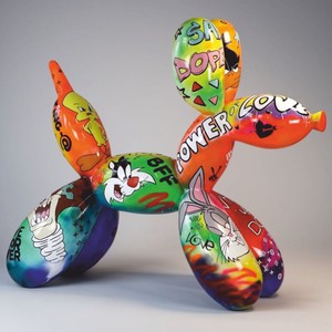 XXL Deko Skulptur Ballon Hund Bunt Graffiti