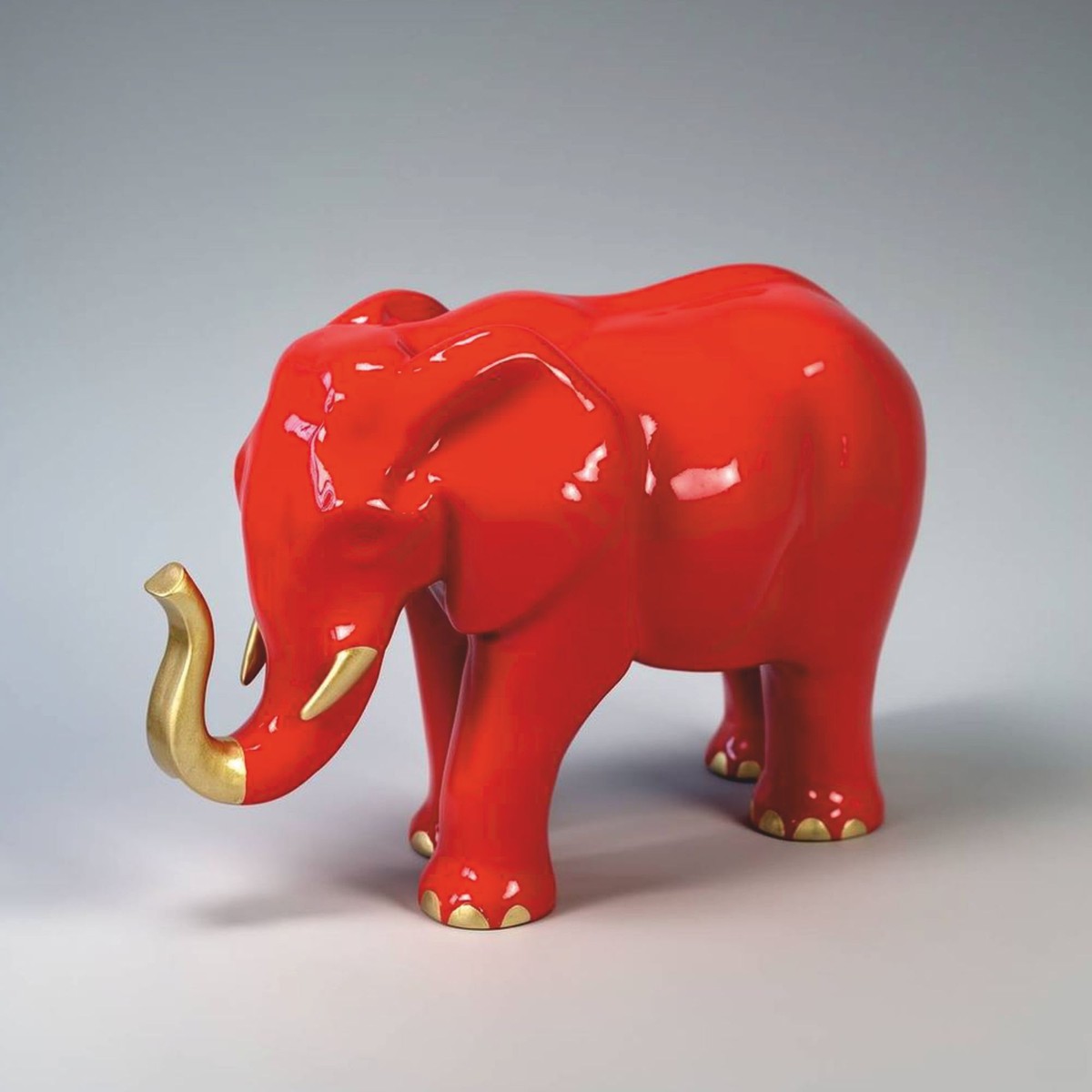 Scultura Decorativa Elefante Rosso Oro Scultura Decorativa Elefante Rosso Oro