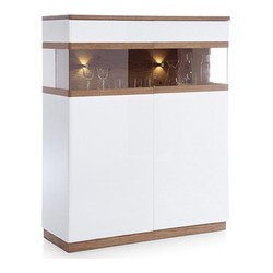 Solid Wood Cocktail Cabinet White Brown 110.2 x H. 137 cm