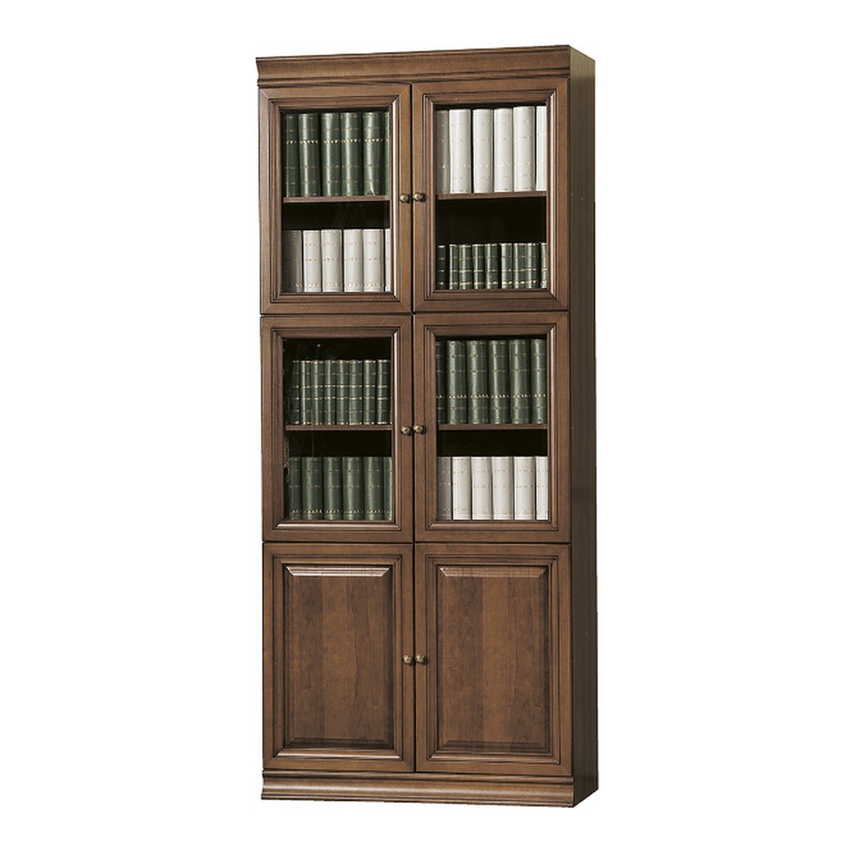 Librería de Madera Maciza Marrón con 6 Puertas y Cristal Librería de Madera Maciza Marrón con 6 Puertas y Cristal