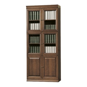 Librería de Madera Maciza Marrón con 6 Puertas y Cristal Librería de Madera Maciza Marrón con 6 Puertas y Cristal