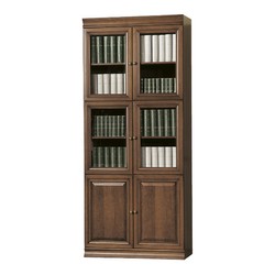 Librería de Madera Maciza Marrón con 6 Puertas y Cristal Librería de Madera Maciza Marrón con 6 Puertas y Cristal