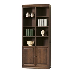 Librería de Madera Maciza Marrón con Huecos Abiertos y 2 Puertas Librería de Madera Maciza Marrón con Huecos Abiertos y 2 Puertas
