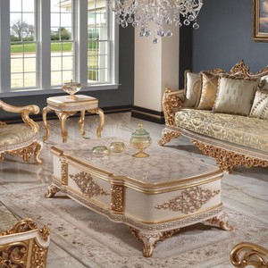 Luxus Barock Couchtisch Weiß Braun Gold 160 cm Luxus Barock Couchtisch Weiß Braun Gold 160 cm