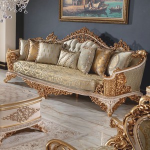 Luxus Barock Sofa Grau Weiß Braun Gold 285 cm Luxus Barock Sofa Grau Weiß Braun Gold 285 cm
