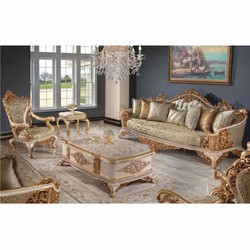 Luxus Barock Sessel Grau Weiß Braun Gold