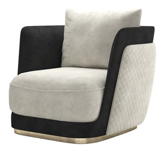 Casa Padrino Luxus Art Deco Sessel Creme / Schwarz / Gold 85 x 90 x H. 90 cm
