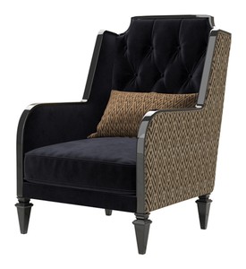 Casa Padrino Luxus Art Deco Sessel Schwarz / Braun / Gold 80 x 72 x H. 105 cm