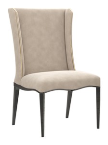 Casa Padrino Luxus Art Deco Esszimmerstuhl Beige / Schwarz 65 x 55 x H. 108 cm