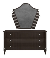 Casa Padrino Cassettiera Art Déco di Lusso con Specchio Marrone Scuro / Grigio / Argento 170 x 50 x H. 85 cm - Comò da Camera Elegante - Mobili Art Déco