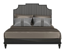 Casa Padrino Luxus Art Deco Doppelbett Grau / Schwarz 190 x 220 x H. 160 cm Casa Padrino Luxus Art Deco Doppelbett Grau / Schwarz 190 x 220 x H. 160 cm