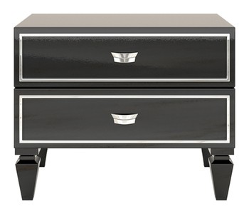 Casa Padrino Luxus Art Deco Nachttisch Schwarz / Silber 66 x 45 x H. 55 cm