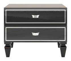 Casa Padrino Mesita de Noche Art Déco de Lujo Negro / Plata 66 x 45 x H. 55 cm - Mesilla Elegante - Muebles Art Déco