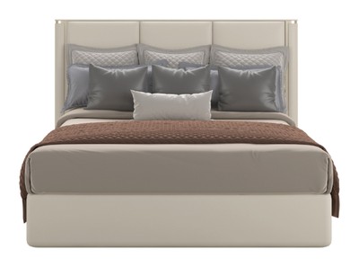 Casa Padrino Luxus Art Deco Doppelbett Creme / Gold 195 x 220 x H. 140 cm