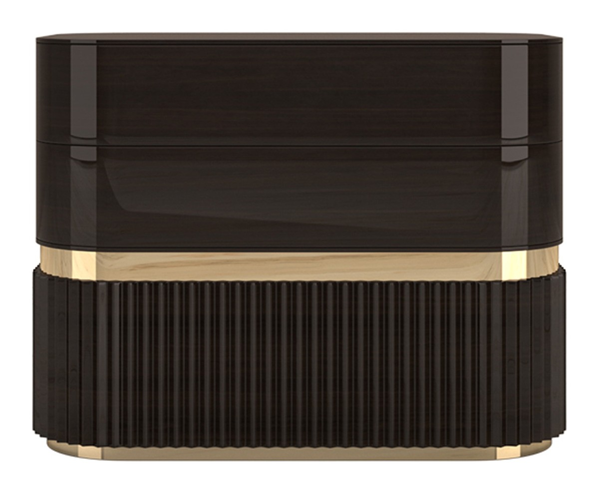 Casa Padrino Luxus Art Deco Nachttisch Dunkelbraun / Gold 70 x 45 x H. 55 cm Casa Padrino Luxus Art Deco Nachttisch Dunkelbraun / Gold 70 x 45 x H. 55 cm