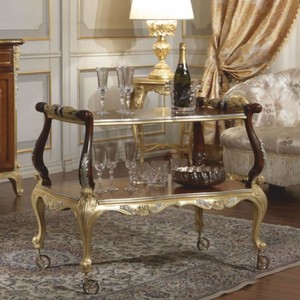 Luxus Barock Hotel Servierwagen Dunkelbraun Gold Silber