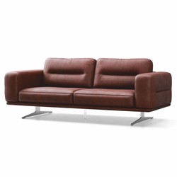 Modulares Luxus Leder Echtleder Sofa Braun Silber