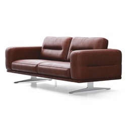 Modulares Luxus Leder Echtleder Sofa Braun Silber