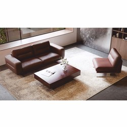 Modulares Luxus Leder Echtleder Sofa Braun Silber