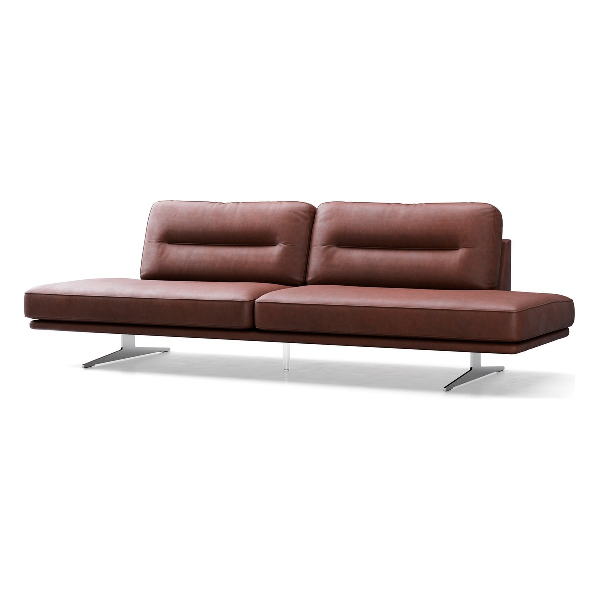 Divano Modulare in Pelle di Lusso Marrone Argento 265 cm Divano Modulare in Pelle di Lusso Marrone Argento 265 cm