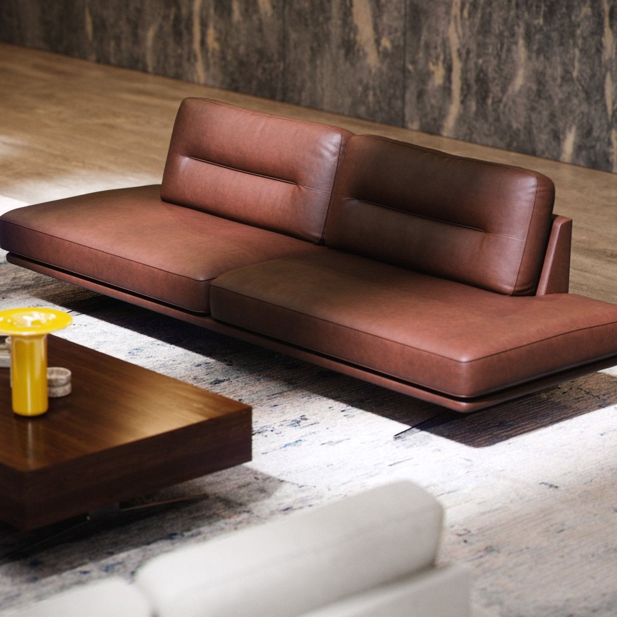 Divano Modulare in Pelle di Lusso Marrone Argento 265 cm Divano Modulare in Pelle di Lusso Marrone Argento 265 cm