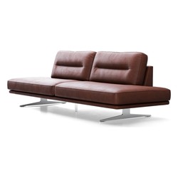 Divano Modulare in Pelle di Lusso Marrone Argento 265 cm Divano Modulare in Pelle di Lusso Marrone Argento 265 cm