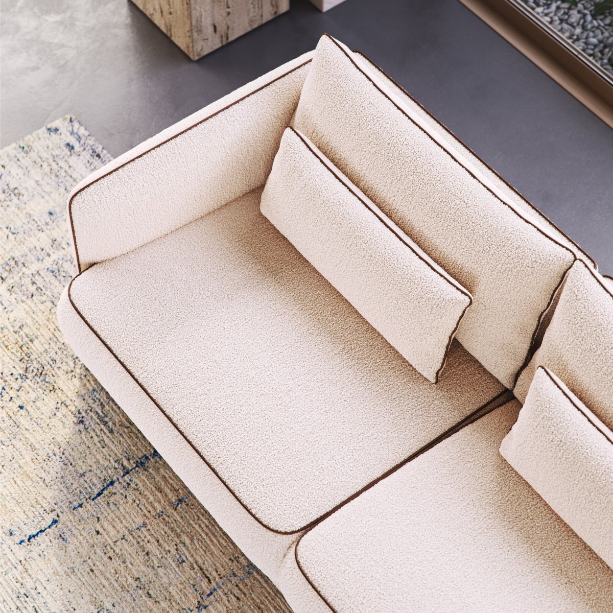 Divano Modulare di Lusso Crema Marrone Divano Modulare di Lusso Crema Marrone