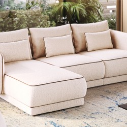 Modulares Luxus Ecksofa Creme Braun