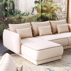Modulares Luxus Ecksofa Creme Braun