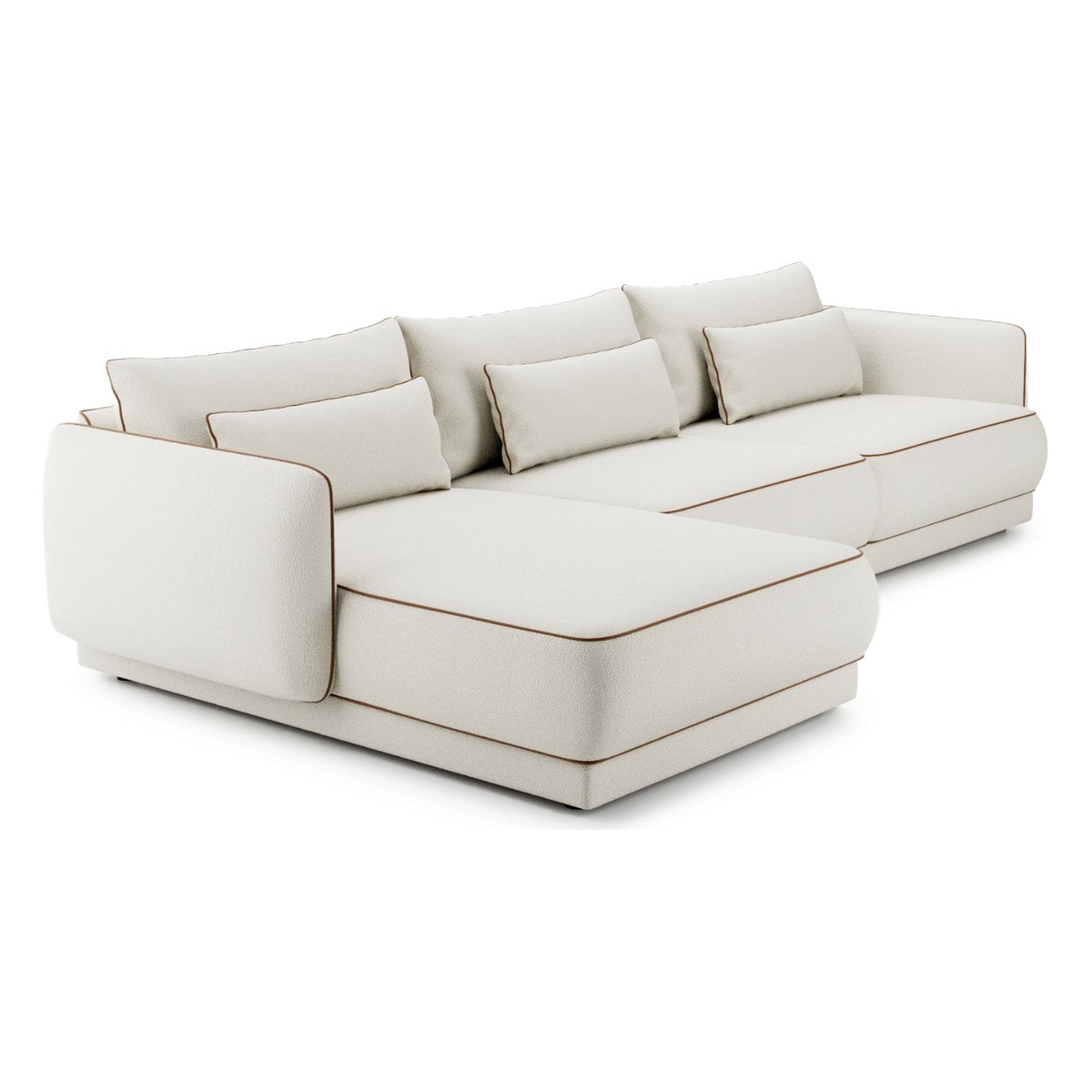Canapé d'Angle Modulable de Luxe Crème Marron Canapé d'Angle Modulable de Luxe Crème Marron