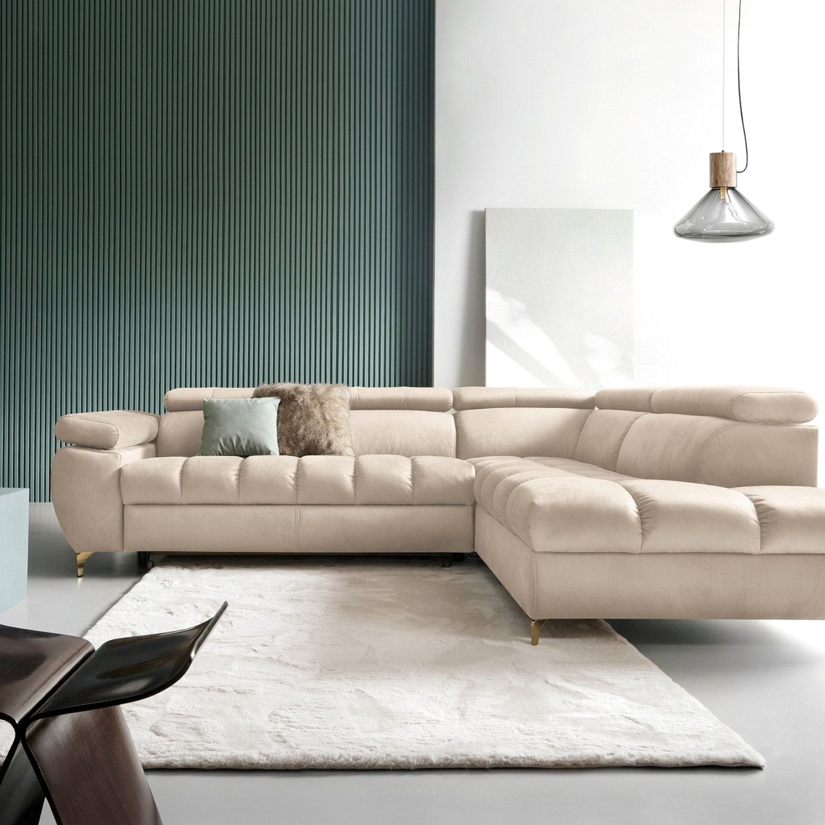 Canapé d'Angle en L de Luxe Beige Canapé d'Angle en L de Luxe Beige