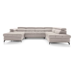 Grand Canapé d'Angle en U de Luxe Beige Clair