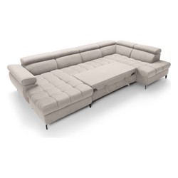 Grand Canapé d'Angle en U de Luxe Beige Clair