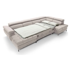 Grand Canapé d'Angle en U de Luxe Beige Clair